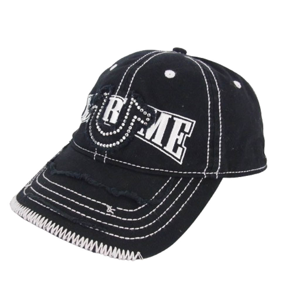 Supreme シュプリーム 21AW × True Religion トゥルーレリジョン 6-Panel 6パネル ロゴ刺繍 ラインストーン キャップ 帽子 ブラック系【中古】
