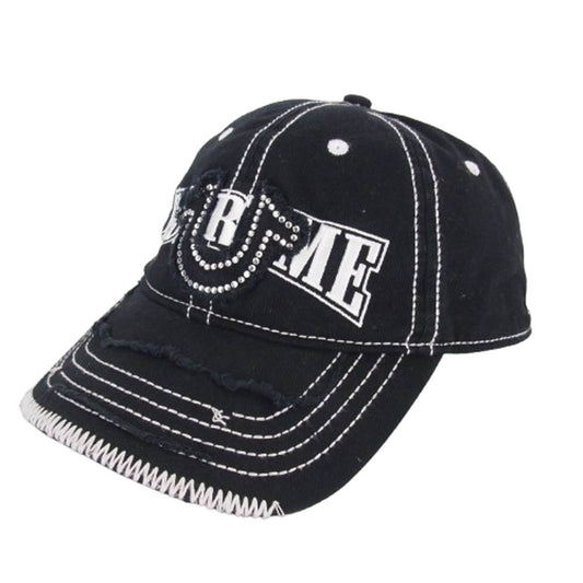 Supreme シュプリーム 21AW × True Religion トゥルーレリジョン 6-Panel 6パネル ロゴ刺繍 ラインストーン キャップ 帽子 ブラック系【中古】