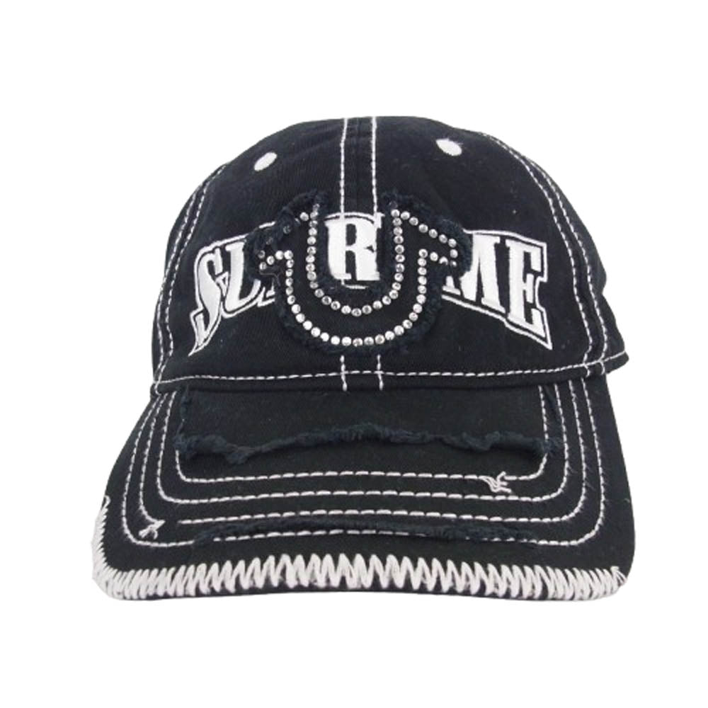 Supreme シュプリーム 21AW × True Religion トゥルーレリジョン 6-Panel 6パネル ロゴ刺繍 ラインストーン キャップ 帽子 ブラック系【中古】
