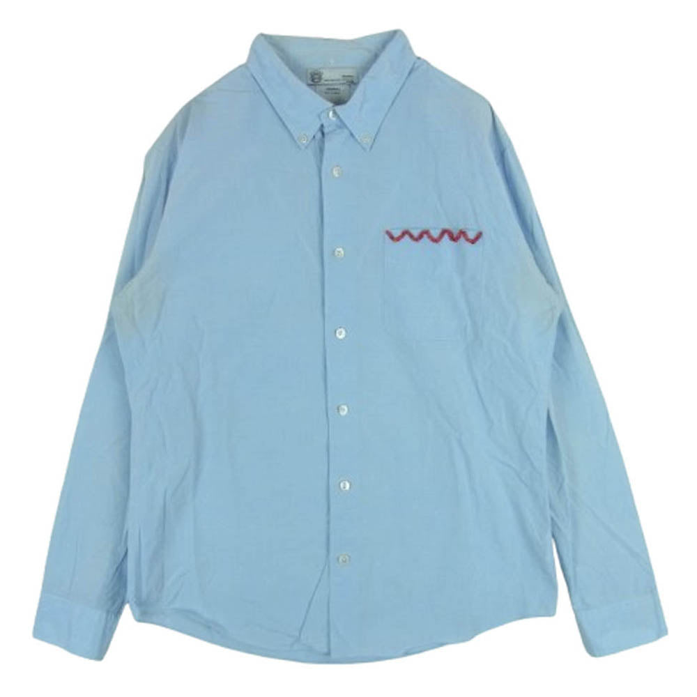 VISVIM ビズビム 12AW 0112205011013 Beads BD ビーズ ボタンダウン 長袖 シャツ 日本製 ライトブルー系 2【中古】