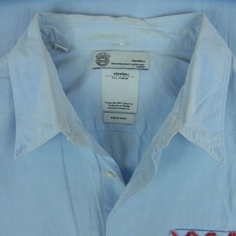 VISVIM ビズビム 12AW 0112205011013 Beads BD ビーズ ボタンダウン 長袖 シャツ 日本製 ライトブルー系 2【中古】