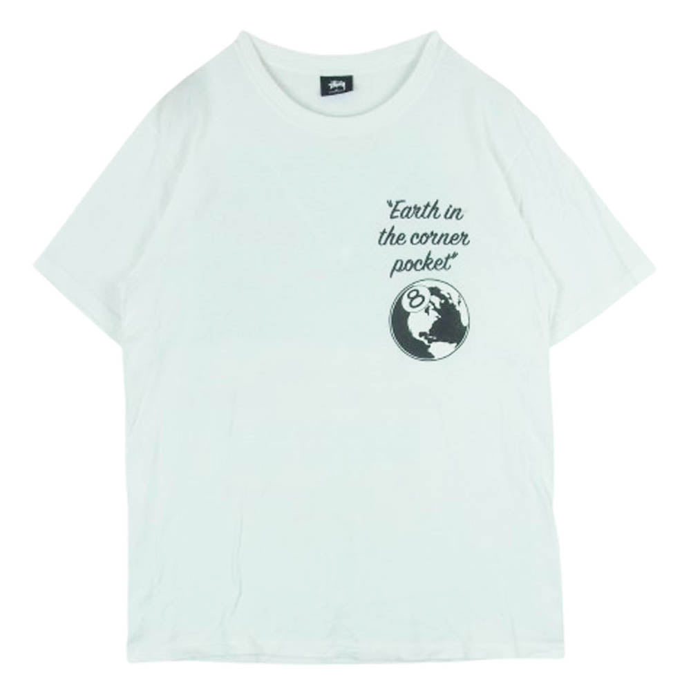 STUSSY ステューシー 40周年記念 8ボール バックロゴ プリント 半袖 Tシャツ コットン メキシコ製 ホワイト系 M【中古】