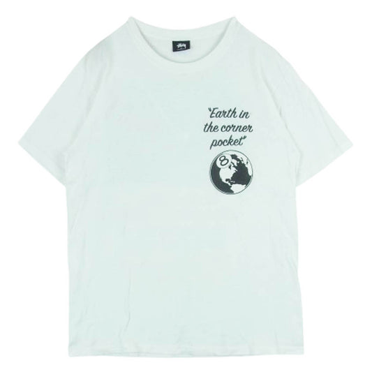 STUSSY ステューシー 40周年記念 8ボール バックロゴ プリント 半袖 Tシャツ コットン メキシコ製 ホワイト系 M【中古】