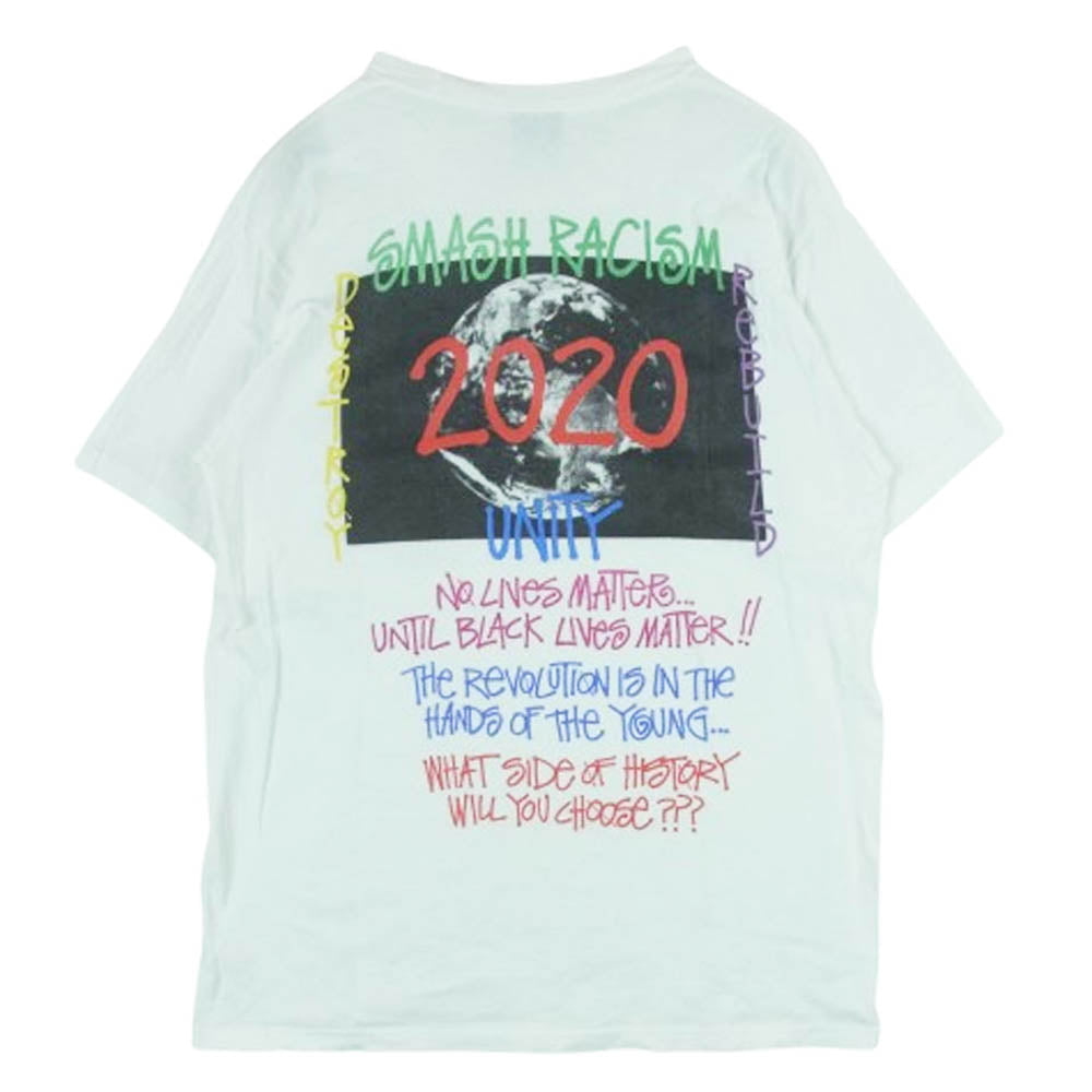 STUSSY ステューシー 40周年記念 8ボール バックロゴ プリント 半袖 Tシャツ コットン メキシコ製 ホワイト系 M【中古】