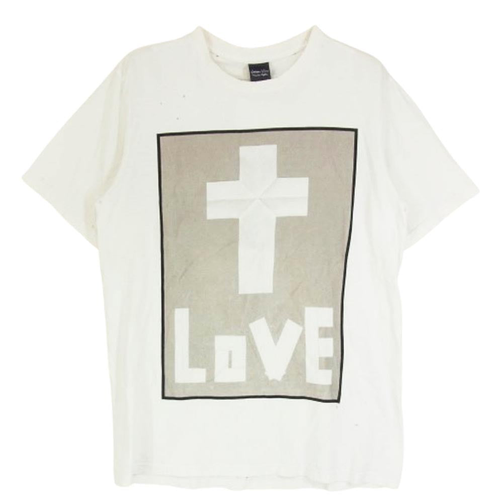NUMBER(N)INE ナンバーナイン 05年製 ナイト期 紙飛行機 LOVE クロス フォト 半袖 ダメージ 加工 Tシャツ ホワイト系 2【中古】