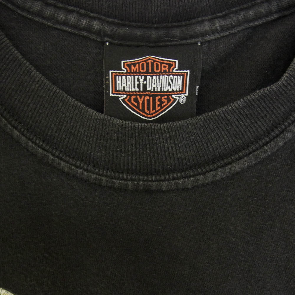 HARLEY DAVIDSON ハーレーダビッドソン ヴィンテージ 00s USA製 Hanes ボディ ドラゴン プリント 半袖 Tシャツ ブラック系 XL【中古】