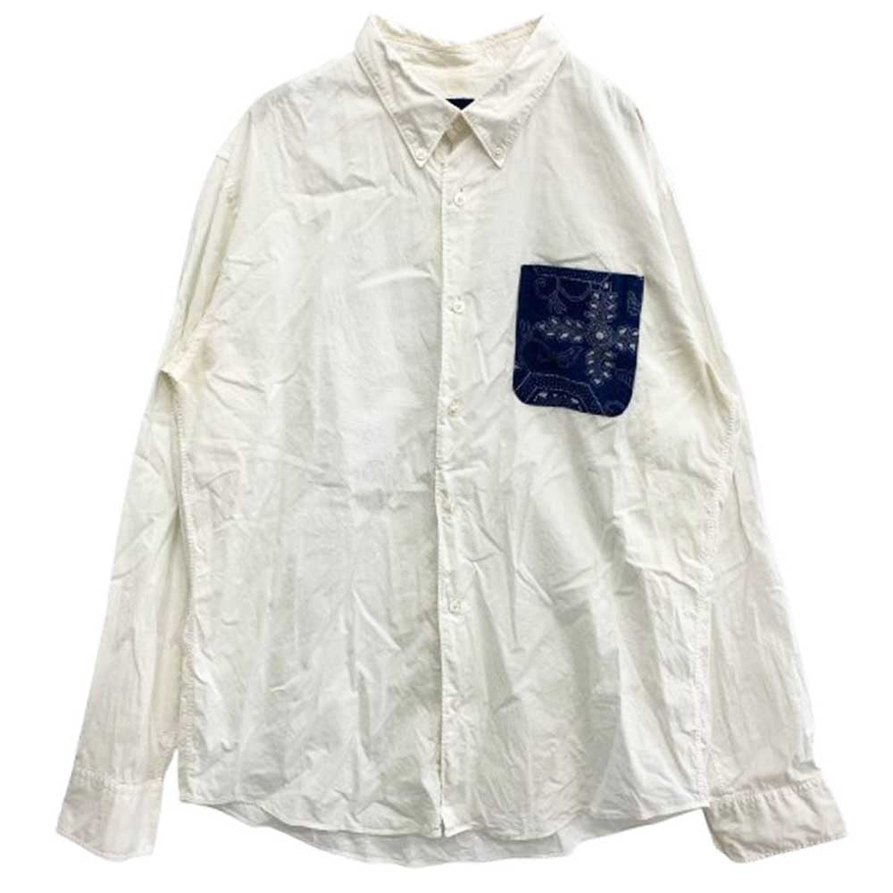 VISVIM ビズビム 0214905011014 バンダナ ポケット 長袖 シャツ ホワイト系 3【中古】