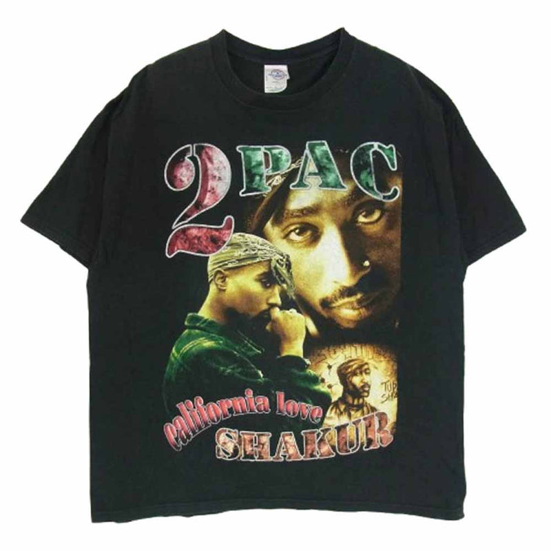 デルタ ヴィンテージ 00s USA製 2PAC プリント 半袖 Tシャツ ブラック系 XL【中古】