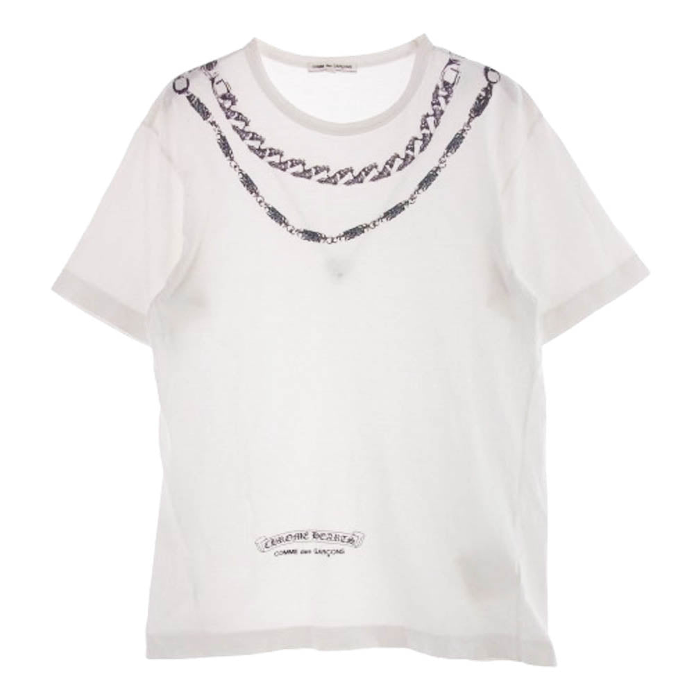 CHROME HEARTS クロムハーツ（原本無） OT-T020 クリスマス限定 COMME des GARCONS コムデギャルソン クラシックリンク ファンシー ローラー チェーン 半袖 Tシャツ ホワイト系 S【中古】