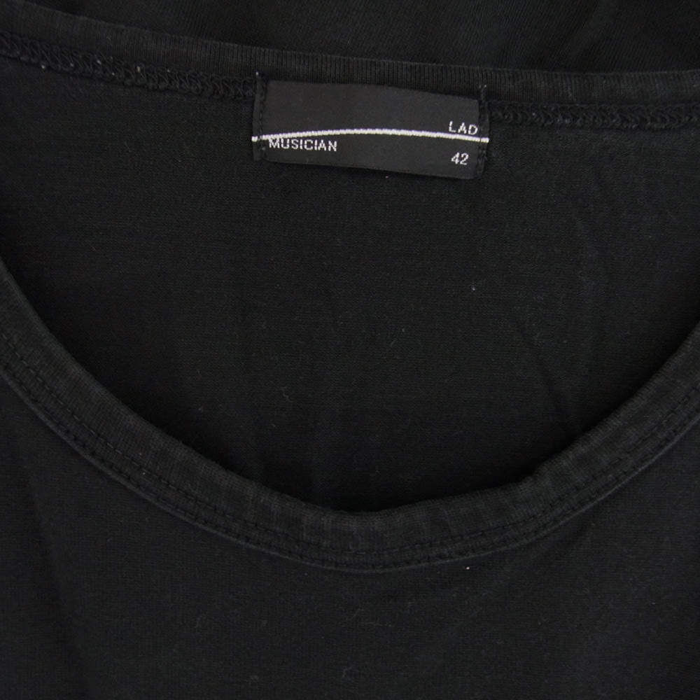 LAD MUSICIAN ラッドミュージシャン ポケット プリント 転写 Tシャツ 半袖 ブラック ブラック系 42【中古】