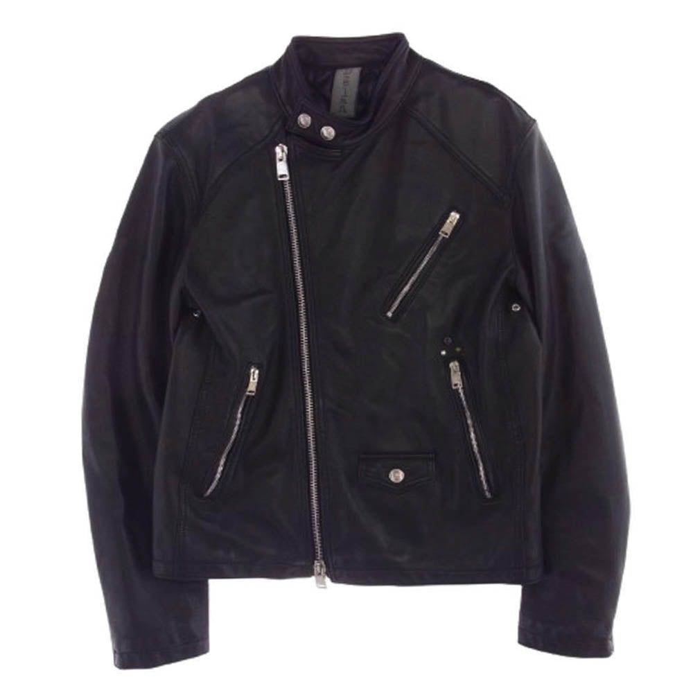 デラン 9DALF100K ラムレザー セミダブル ライダース ジャケット ブラック系 46【中古】