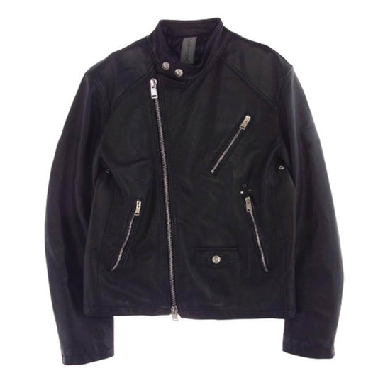 デラン 9DALF100K ラムレザー セミダブル ライダース ジャケット ブラック系 46【中古】