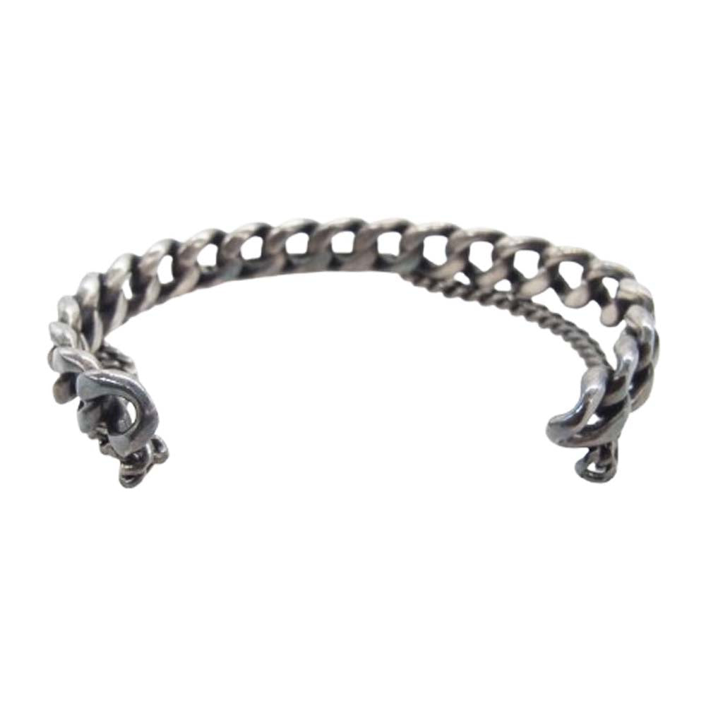 SAINT LAURENT サンローラン Gourmette Cuff グルメット カフ 2連 チェーン バングル ブレスレット シルバー系【中古】