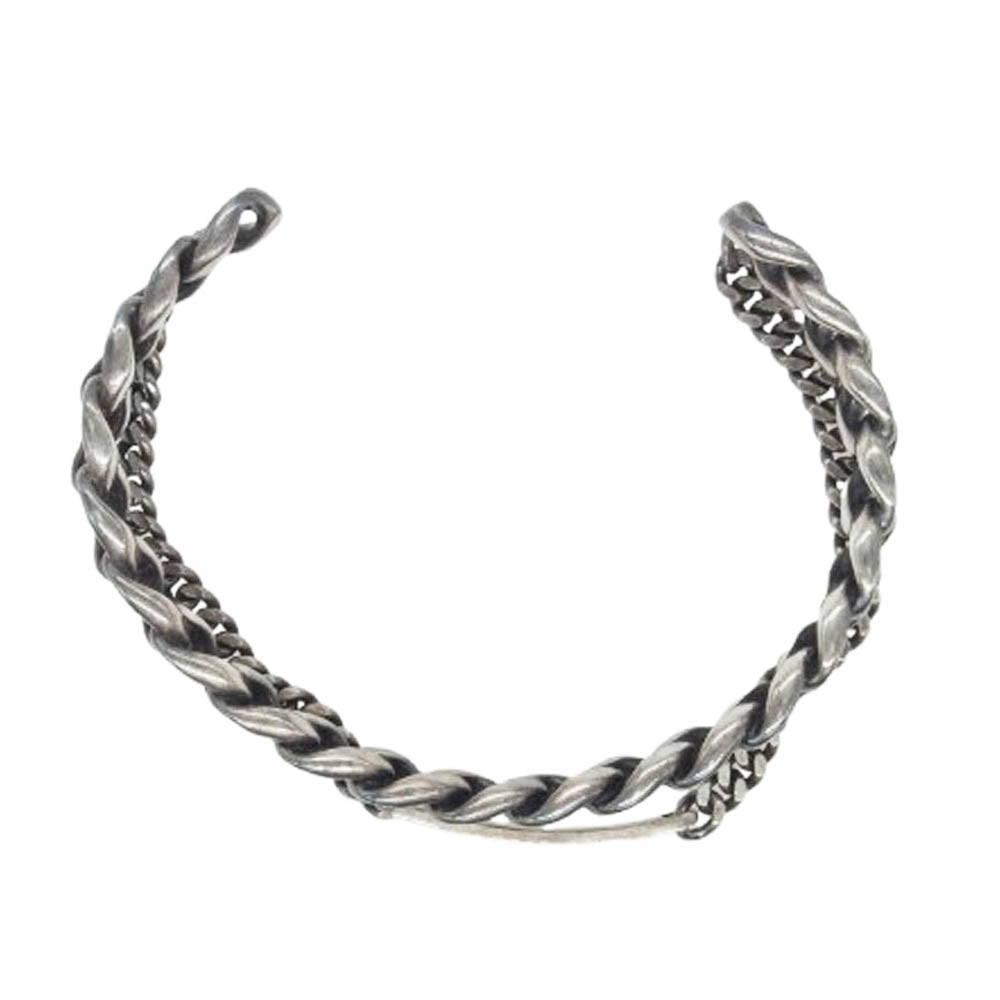 SAINT LAURENT サンローラン Gourmette Cuff グルメット カフ 2連 チェーン バングル ブレスレット シルバー系【中古】