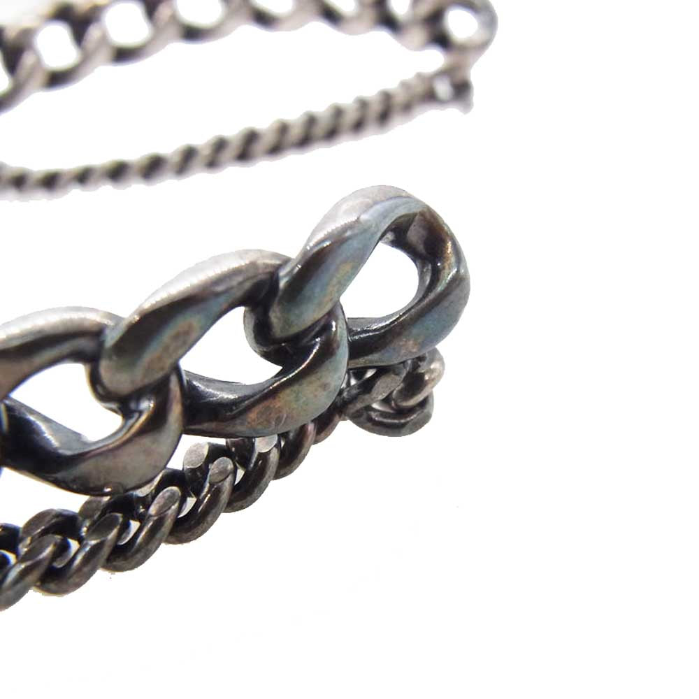 SAINT LAURENT サンローラン Gourmette Cuff グルメット カフ 2連 チェーン バングル ブレスレット シルバー系【中古】