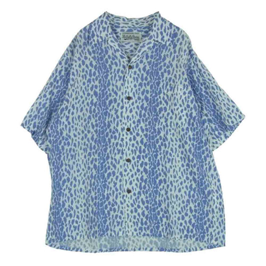 WACKO MARIA ワコマリア 23SS HAWAIIAN SHIRT S/S TYPE 1 レオパード ハワイアン アロハシャツ ショート スリーブ 半袖 シャツ ブルー系 ホワイト系 M【中古】