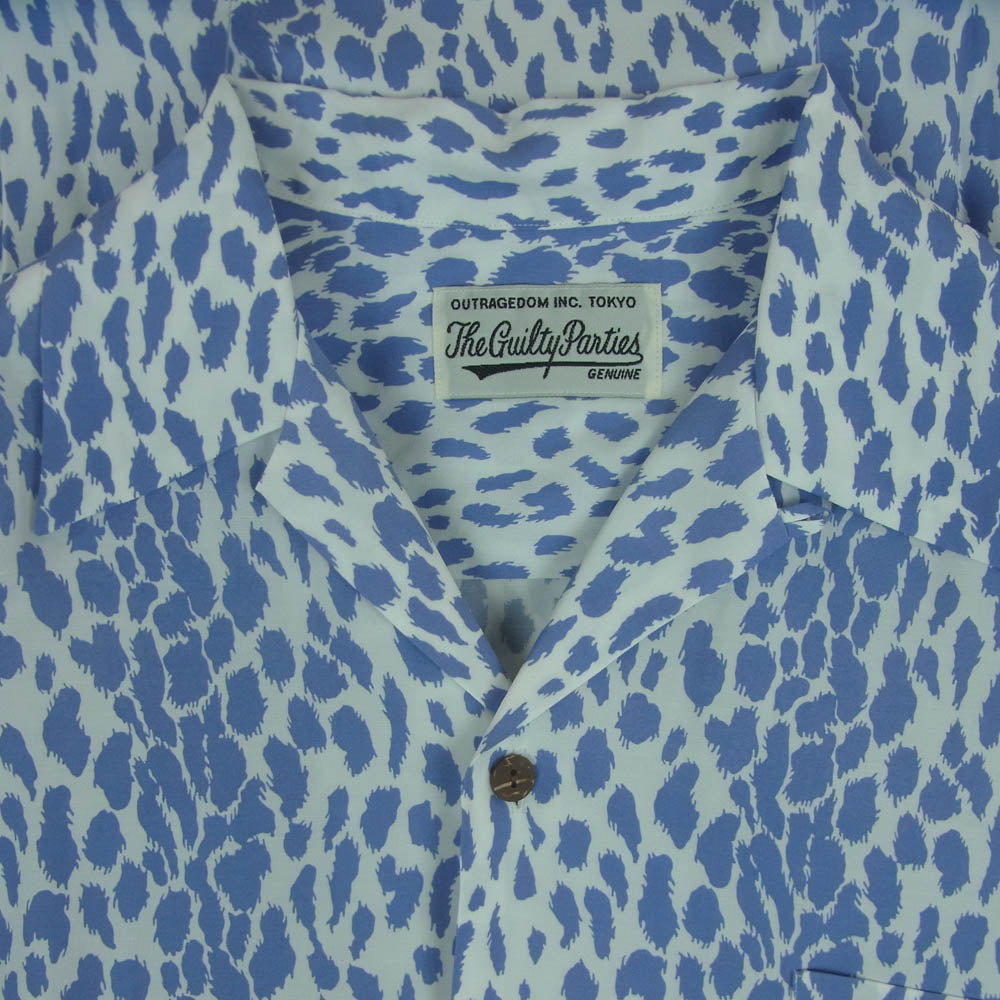 WACKO MARIA ワコマリア 23SS HAWAIIAN SHIRT S/S TYPE 1 レオパード ハワイアン アロハシャツ ショート スリーブ 半袖 シャツ ブルー系 ホワイト系 M【中古】