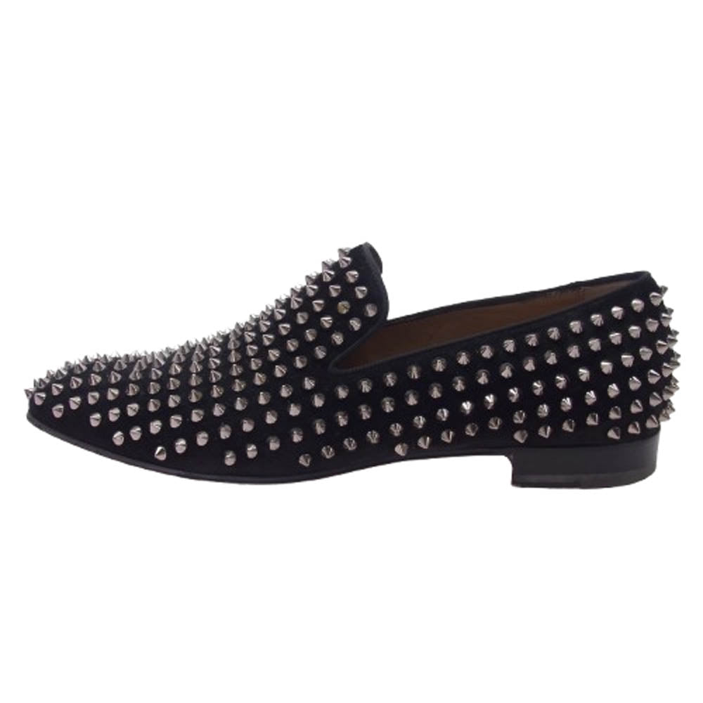 Christian Louboutin クリスチャンルブタン スパイク スタッズ スエード レザー スリッポン ローファー ブラック系 42【中古】