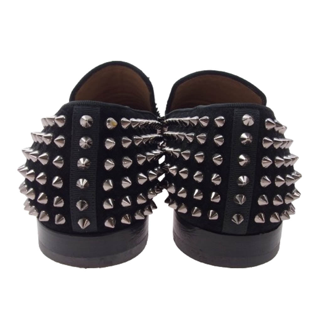 Christian Louboutin クリスチャンルブタン スパイク スタッズ スエード レザー スリッポン ローファー ブラック系 42【中古】