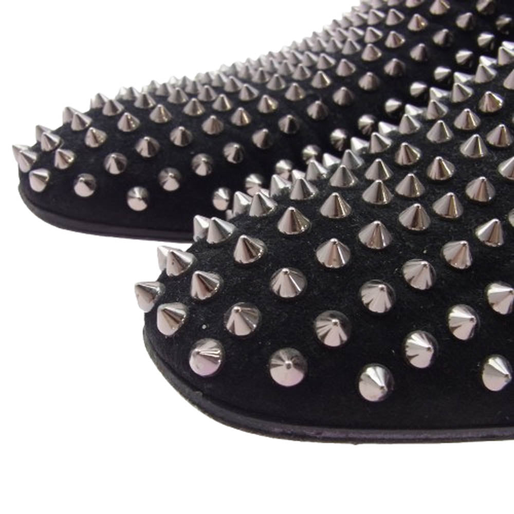 Christian Louboutin クリスチャンルブタン スパイク スタッズ スエード レザー スリッポン ローファー ブラック系 42【中古】