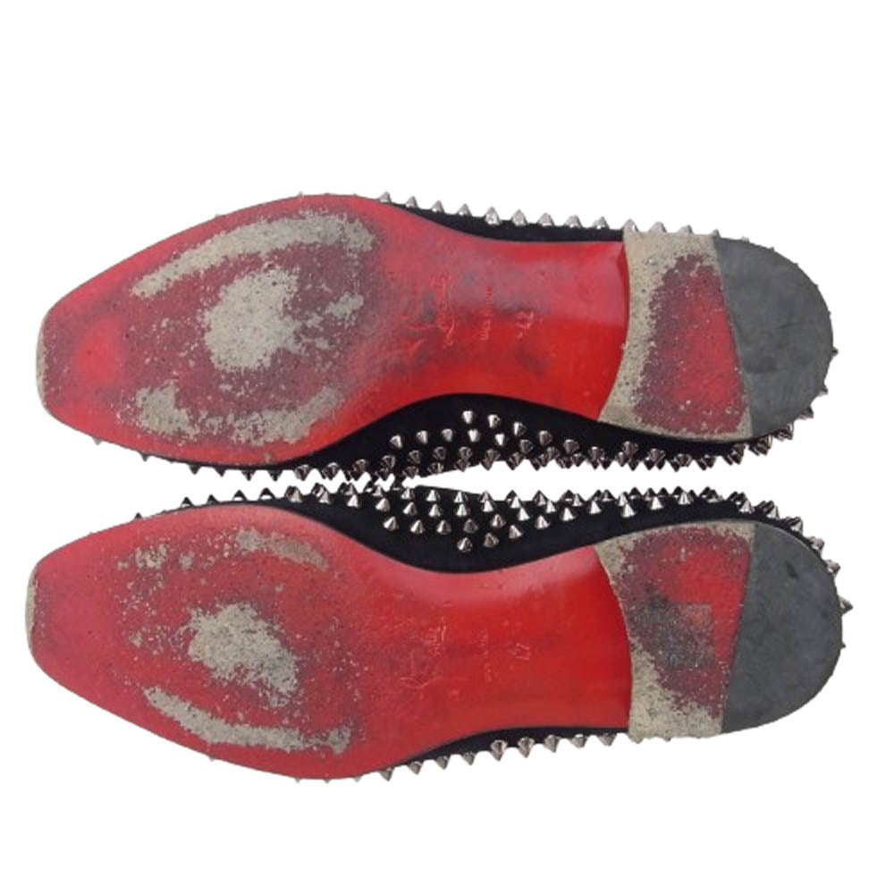 Christian Louboutin クリスチャンルブタン スパイク スタッズ スエード レザー スリッポン ローファー ブラック系 42【中古】