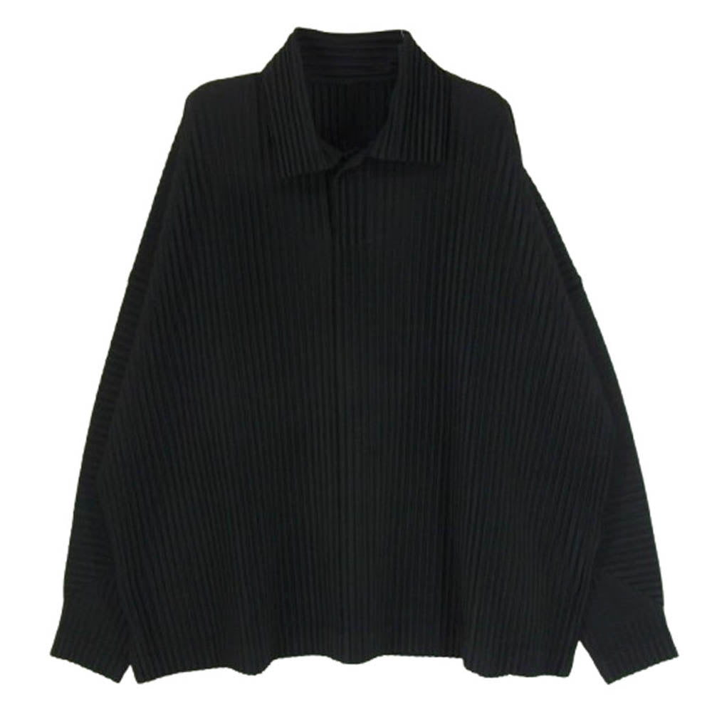 ISSEY MIYAKE イッセイミヤケ HP33JM107 HOMME PLISSE MONTHLY COLOR オムプリッセ オープンカラー プリーツ 長袖 プルオーバーシャツ ブラック系 2【中古】