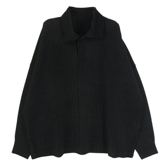 ISSEY MIYAKE イッセイミヤケ HP33JM107 HOMME PLISSE MONTHLY COLOR オムプリッセ オープンカラー プリーツ 長袖 プルオーバーシャツ ブラック系 2【中古】