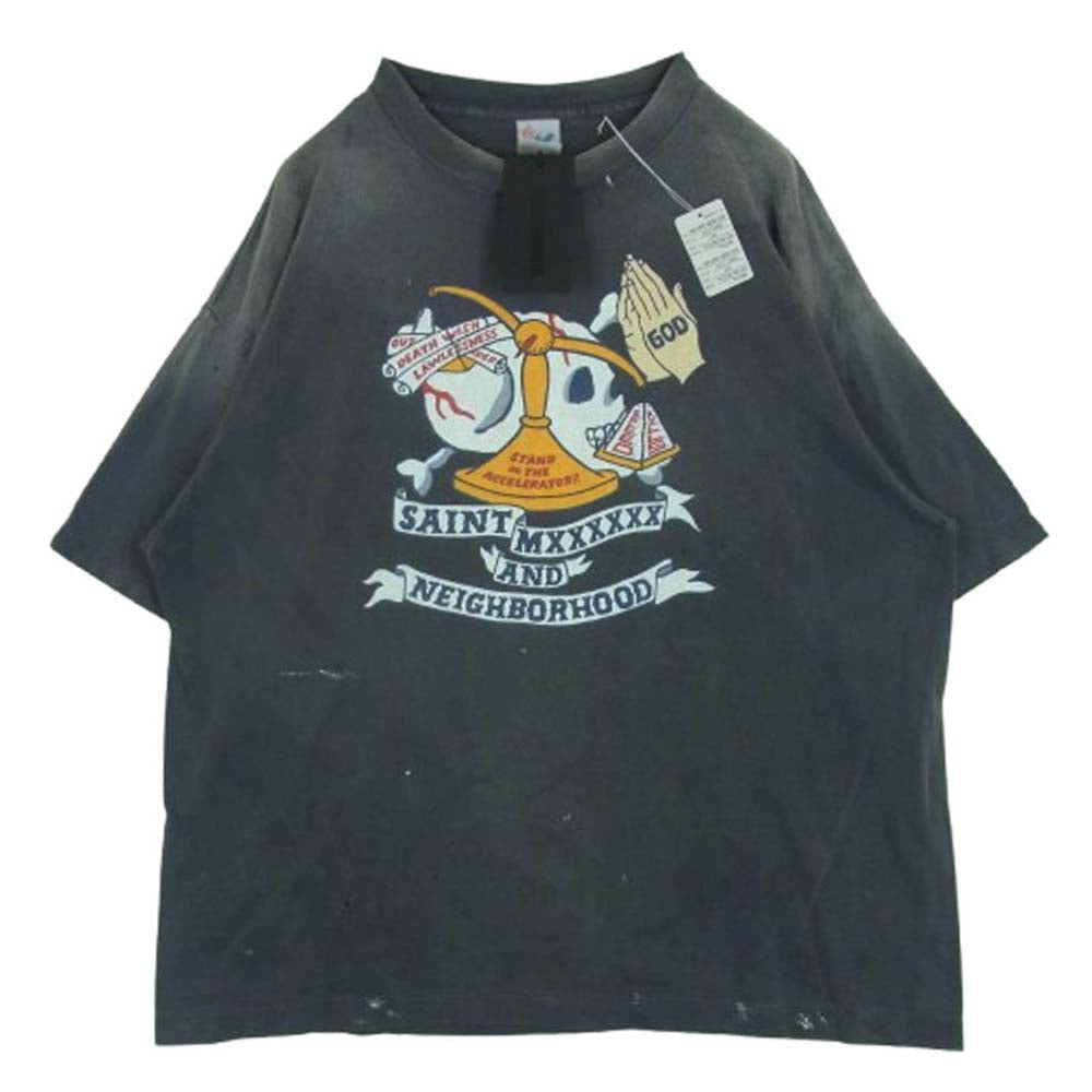SAINT MICHAEL セントマイケル 25SS SM-HR8-0000-C68 NEIGHBORHOOD STHD. SS TEE PRAY ネイバーフッド カットソー 半袖 Tシャツ グレー系 XXL【中古】