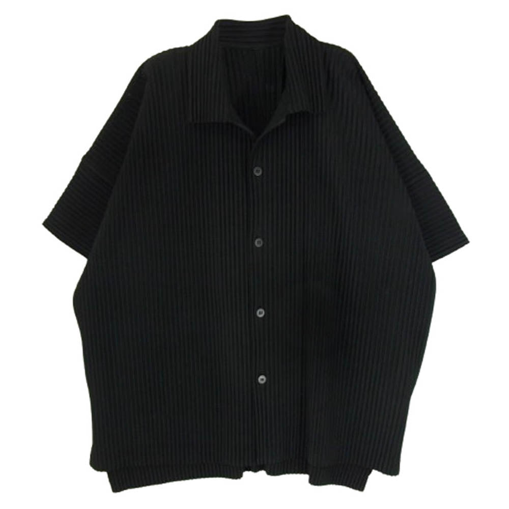 ISSEY MIYAKE イッセイミヤケ 24SS HP43JJ102 HOMME PLISSE MONTHLY COLOR オムプリッセ オープンカラー プリーツ 半袖 シャツ ブラック系 3【中古】