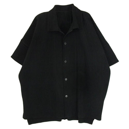ISSEY MIYAKE イッセイミヤケ 24SS HP43JJ102 HOMME PLISSE MONTHLY COLOR オムプリッセ オープンカラー プリーツ 半袖 シャツ ブラック系 3【中古】