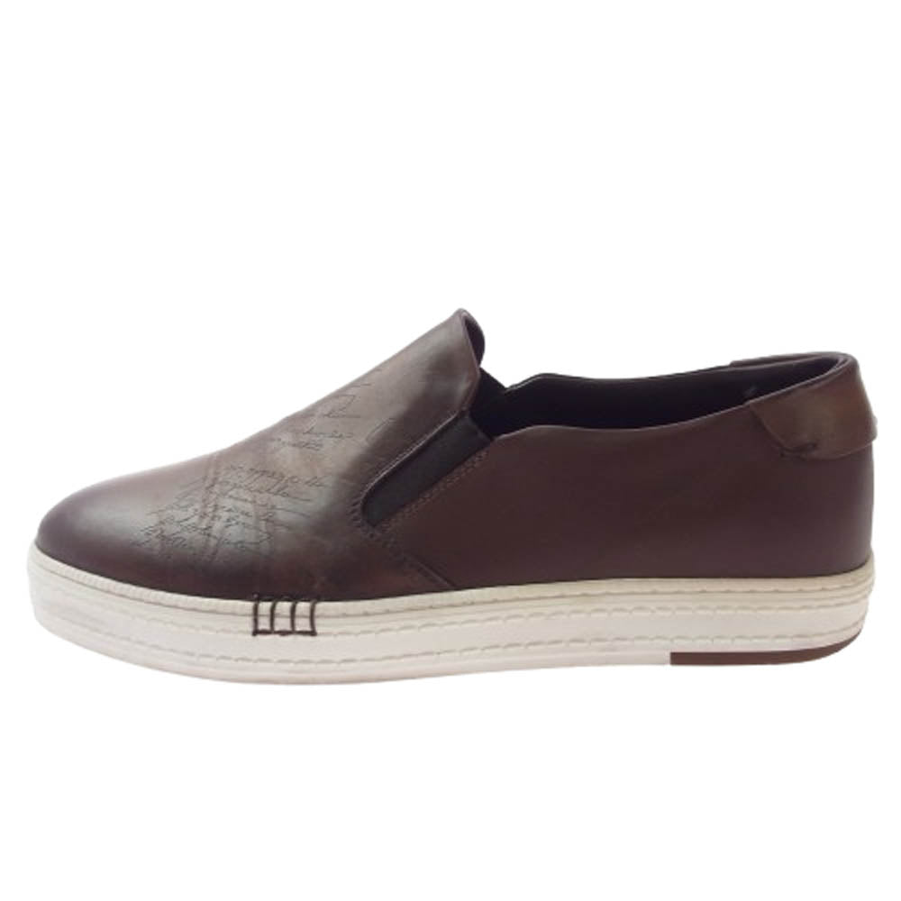 Berluti ベルルッティ プレイタイム カリグラフィー レザー スリッポン ローカット スニーカー ブラウン系 8.5【中古】