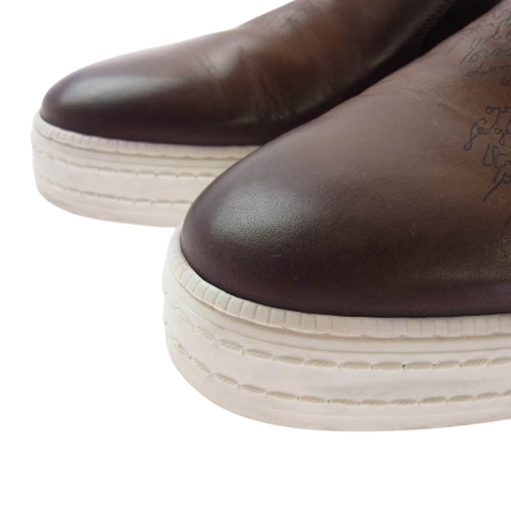 Berluti ベルルッティ プレイタイム カリグラフィー レザー スリッポン ローカット スニーカー ブラウン系 8.5【中古】