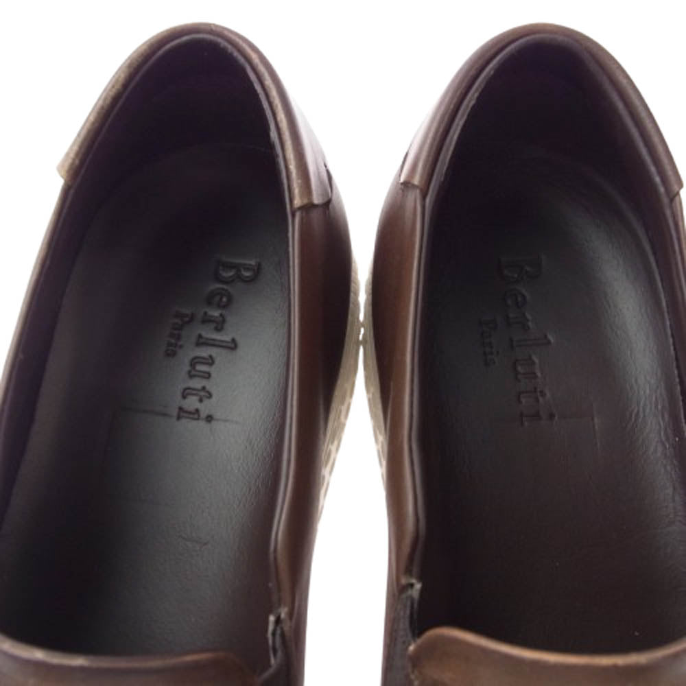 Berluti ベルルッティ プレイタイム カリグラフィー レザー スリッポン ローカット スニーカー ブラウン系 8.5【中古】