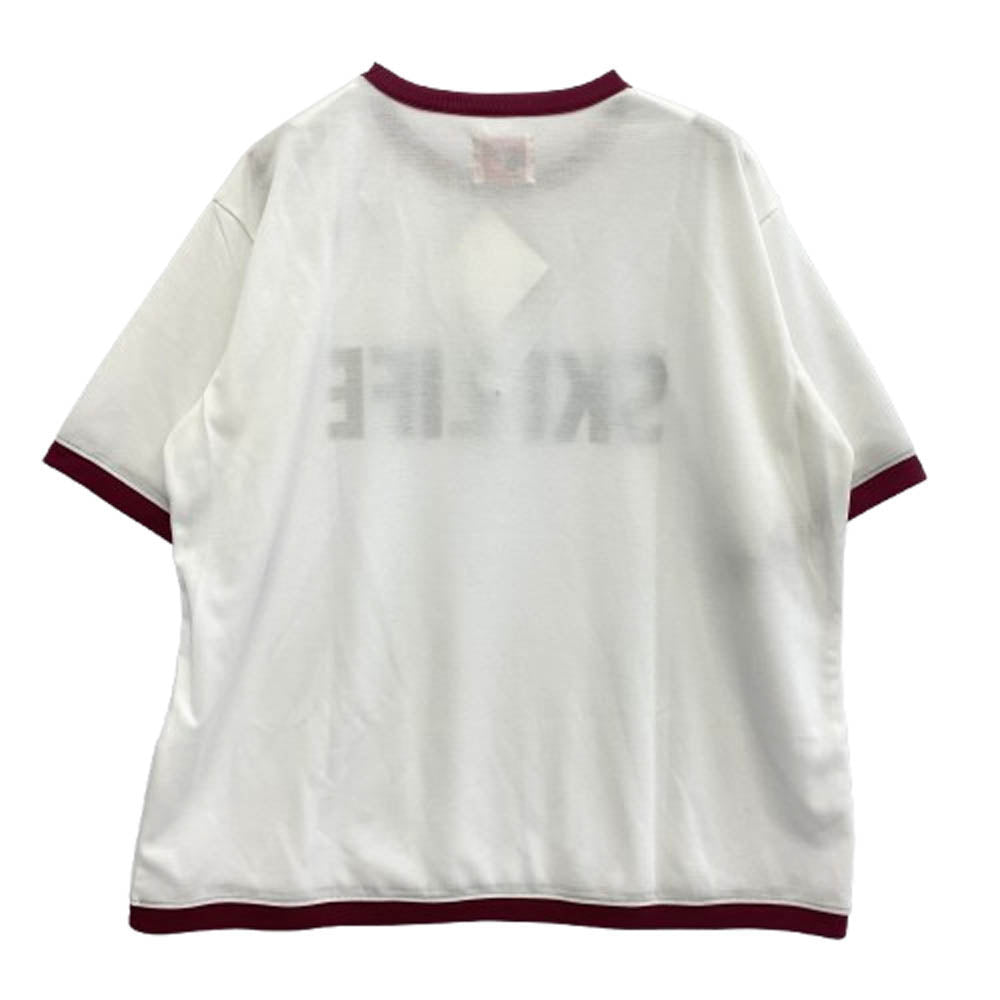 ボーゲン SKI LIFE スキーライフ プリント リンガー 半袖 Tシャツ カットソー ホワイト系 L【美品】【中古】