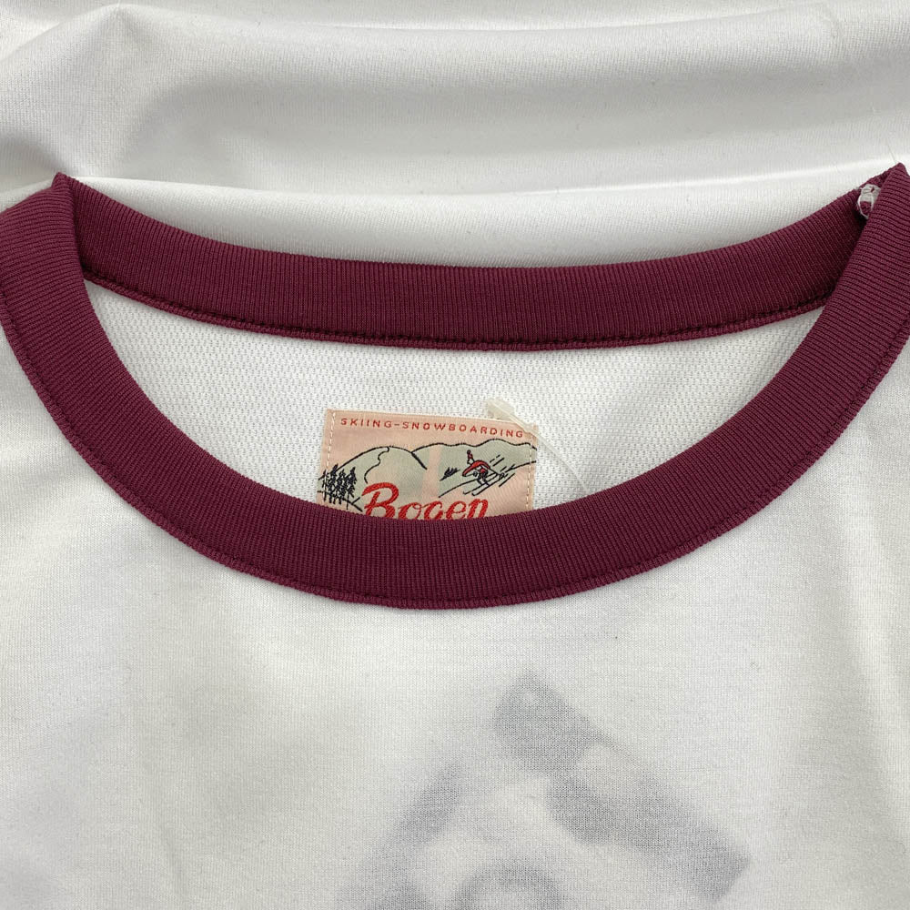 ボーゲン SKI LIFE スキーライフ プリント リンガー 半袖 Tシャツ カットソー ホワイト系 L【美品】【中古】