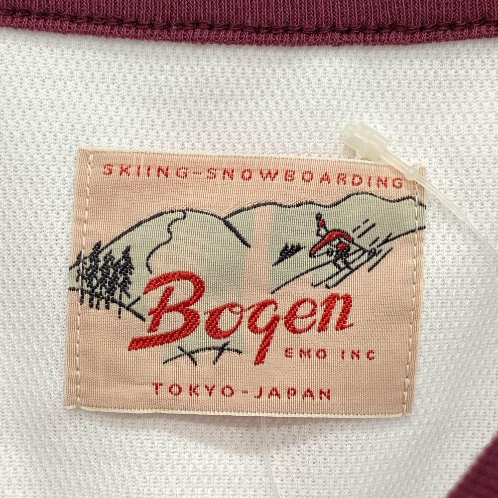 ボーゲン SKI LIFE スキーライフ プリント リンガー 半袖 Tシャツ カットソー ホワイト系 L【美品】【中古】
