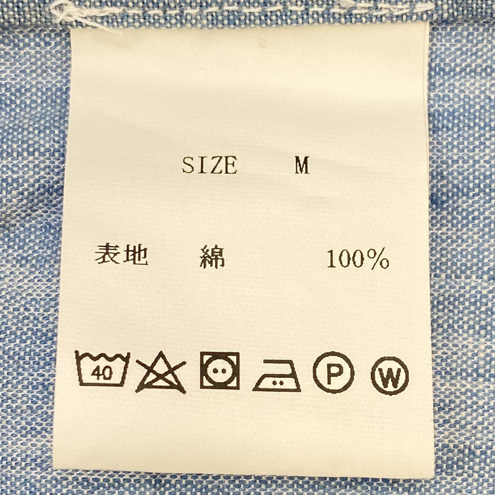 ボーゲン POWDER JAPAN SHIRT パウダージャパンシャツ ロゴ刺繍 デニム シャンブレー 半袖 シャツ インディゴブルー系 M【中古】