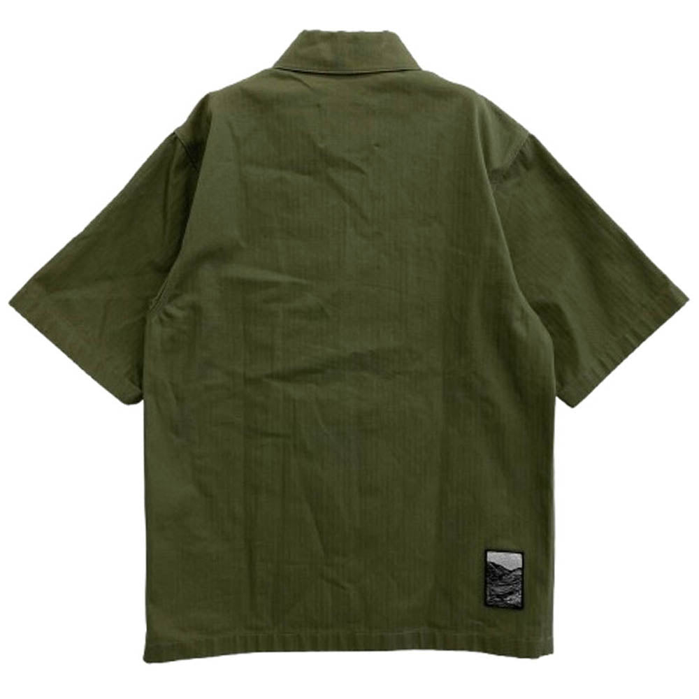 JIL SANDER+ ジルサンダープラス 21SS JPUS600305MS24190011 dark stripe short sleeve shirt ダークストライプ オープンカラー ショートスリーブ 半袖 シャツ グリーン系 44【中古】
