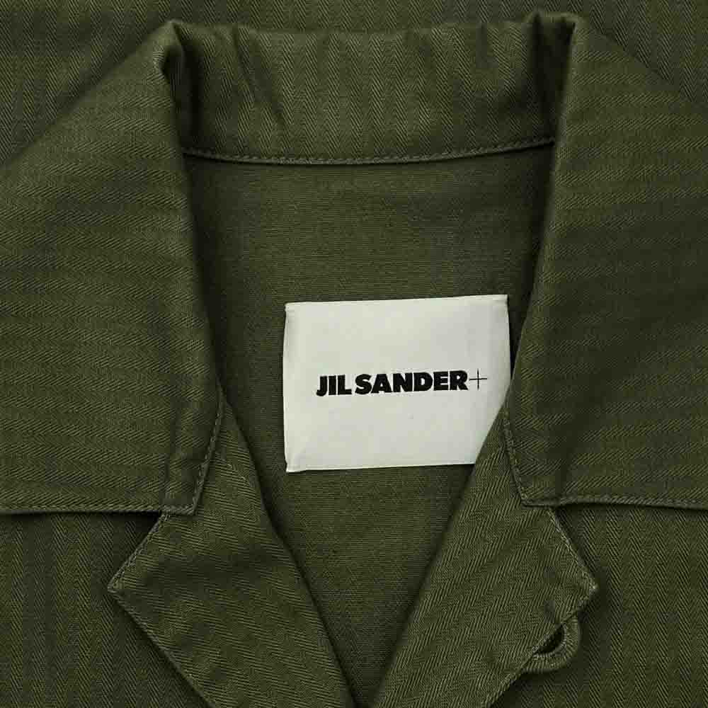 JIL SANDER+ ジルサンダープラス 21SS JPUS600305MS24190011 dark stripe short sleeve shirt ダークストライプ オープンカラー ショートスリーブ 半袖 シャツ グリーン系 44【中古】