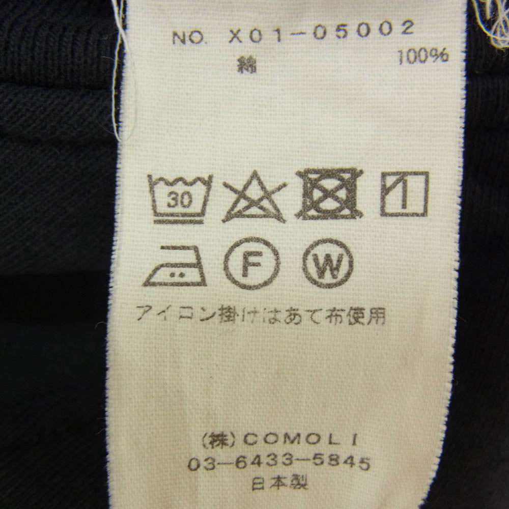 COMOLI コモリ X01-05002 コットン 吊裏毛 クルーネック トレーナー スウェット ネイビー系 4【中古】