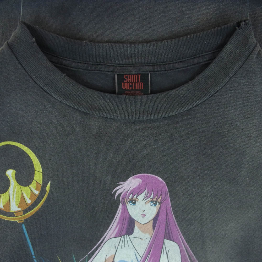 SAINT MICHAEL セントマイケル 24SS SM-YS8-0000-C28 SS TEE ATHENA 聖闘士星矢 コットン カットソー ダメージ加工 半袖 Tシャツ グレー系 L【中古】
