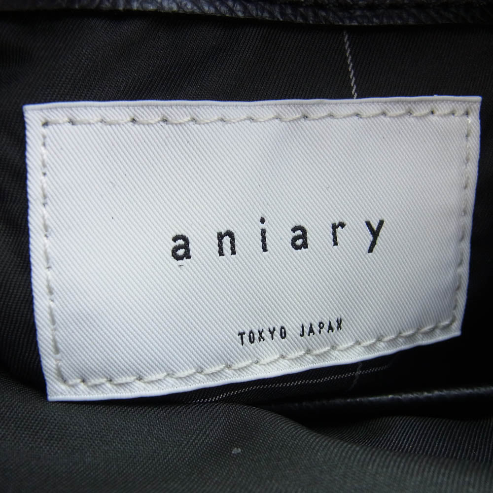 aniary アニアリ 33-02000 Film Leather 牛革 フィルム レザー トート ビジネス バック ブラック系【新古品】【未使用】【中古】