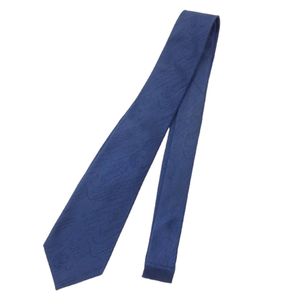 Berluti ベルルッティ シルク100％ カリグラフィ ネクタイ ブルー系【中古】