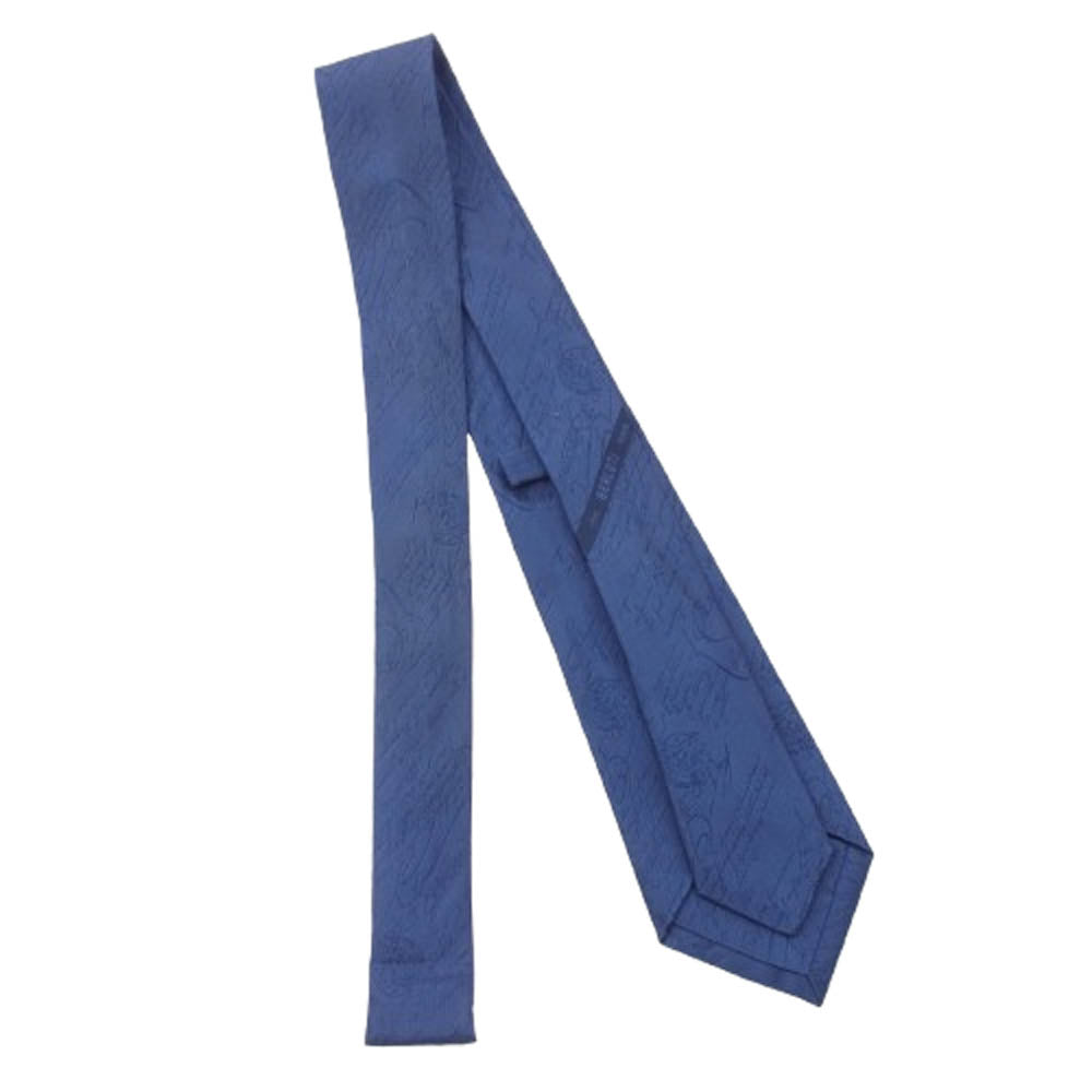 Berluti ベルルッティ シルク100％ カリグラフィ ネクタイ ブルー系【中古】