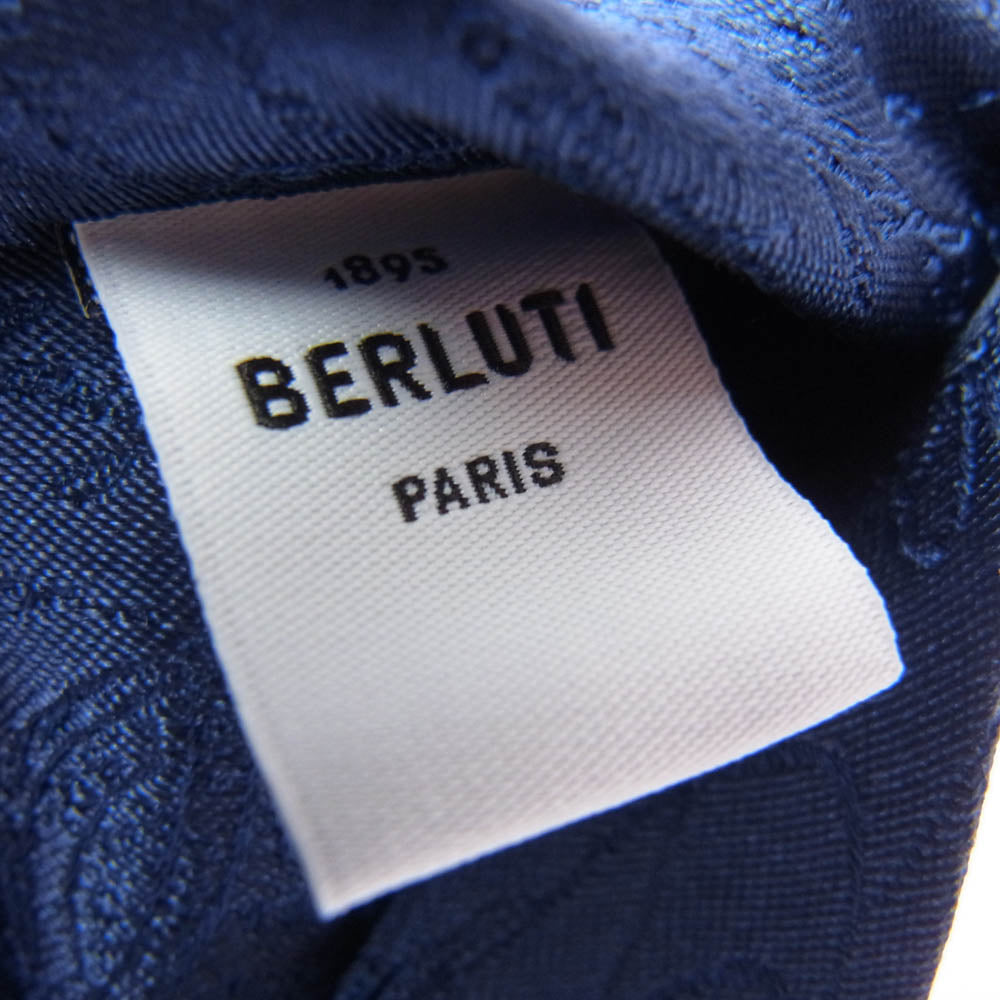 Berluti ベルルッティ シルク100％ カリグラフィ ネクタイ ブルー系【中古】