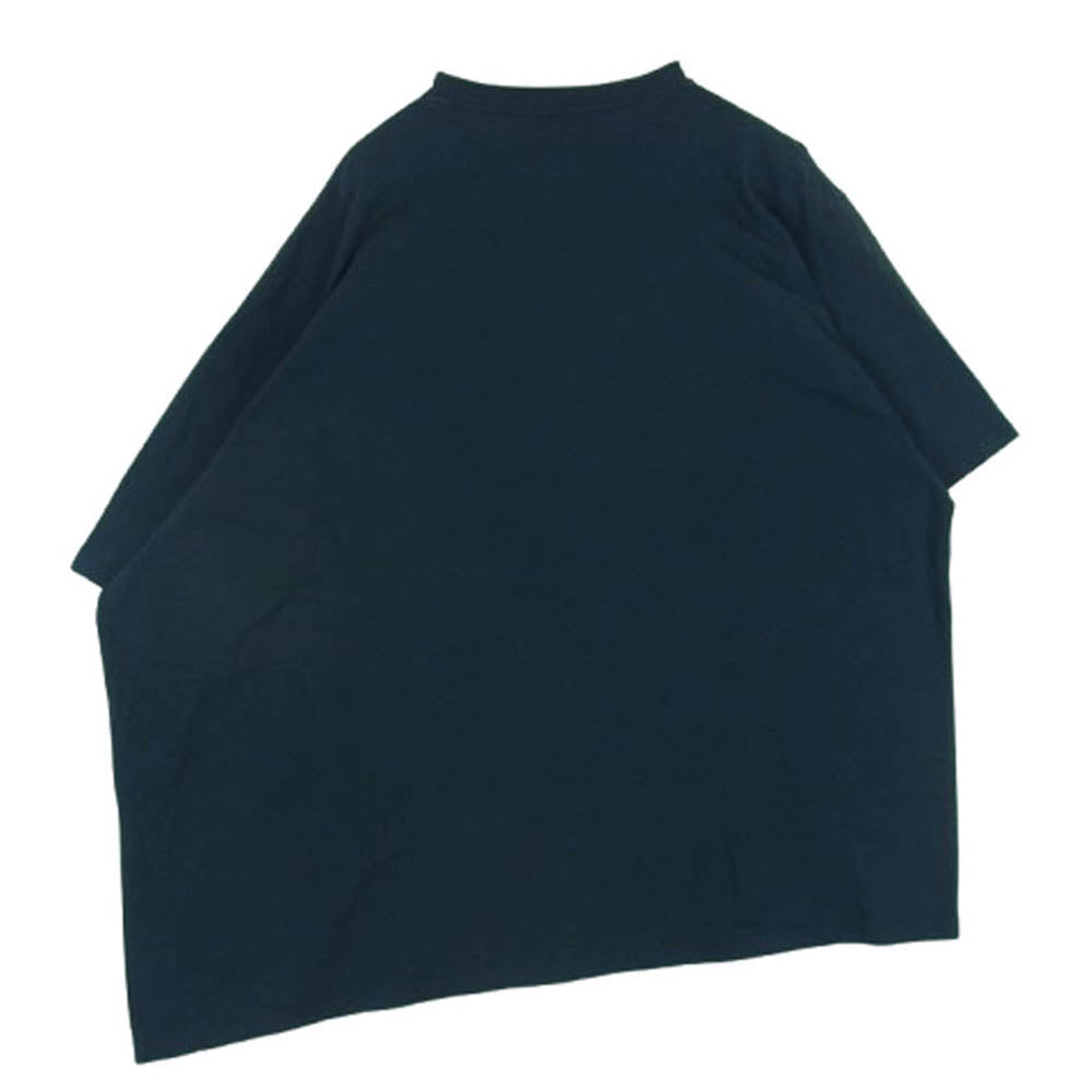 BALENCIAGA バレンシアガ 19AW 583917 TFV04 裾 ロゴタグ付 アシンメトリー 半袖 Tシャツ ダークネイビー系 S【中古】