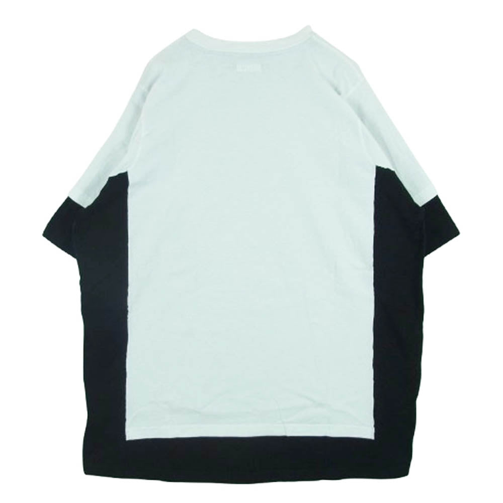 VETEMENTS ヴェトモン 20SS SS20TR215 ヘンプ ロゴ プリント フェイクレイヤードデザイン ドッキング 半袖 Tシャツ ホワイト系 ブラック系 XS【中古】