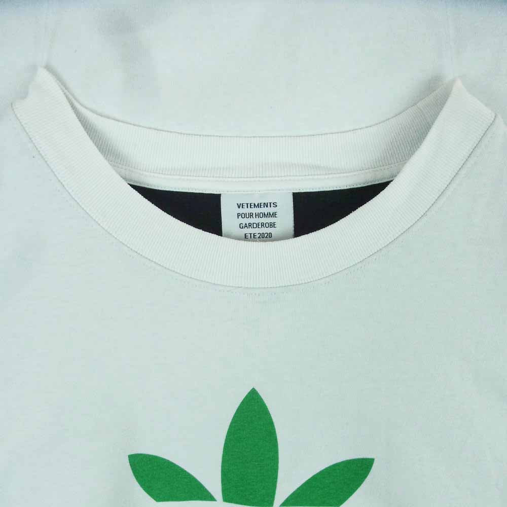 VETEMENTS ヴェトモン 20SS SS20TR215 ヘンプ ロゴ プリント フェイクレイヤードデザイン ドッキング 半袖 Tシャツ ホワイト系 ブラック系 XS【中古】