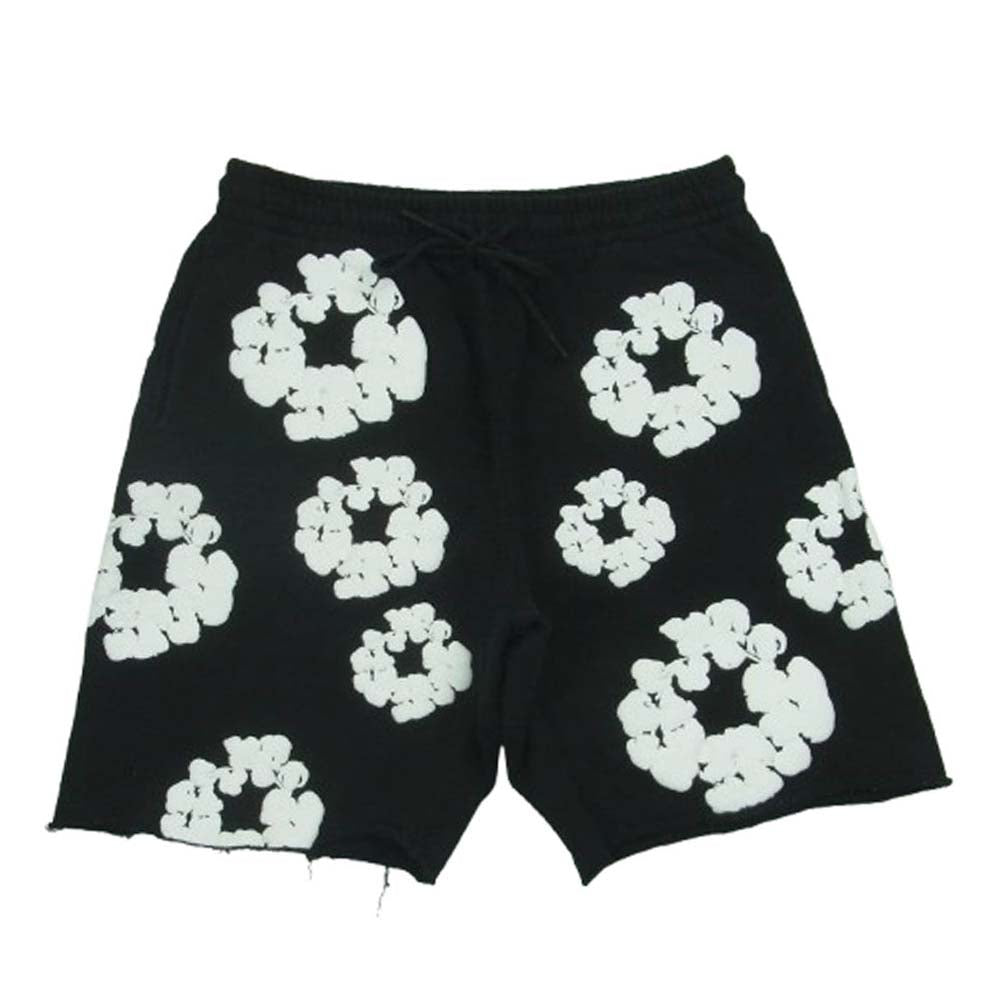 READY MADE レディメイド 22AW RE-DT-BK-00-00-17 DENIM TEARS デニムティアーズ WREATH SWEAT SHORTS コットン リース スウェット ショーツ ハーフ パンツ ブラック系 ホワイト系 M【中古】