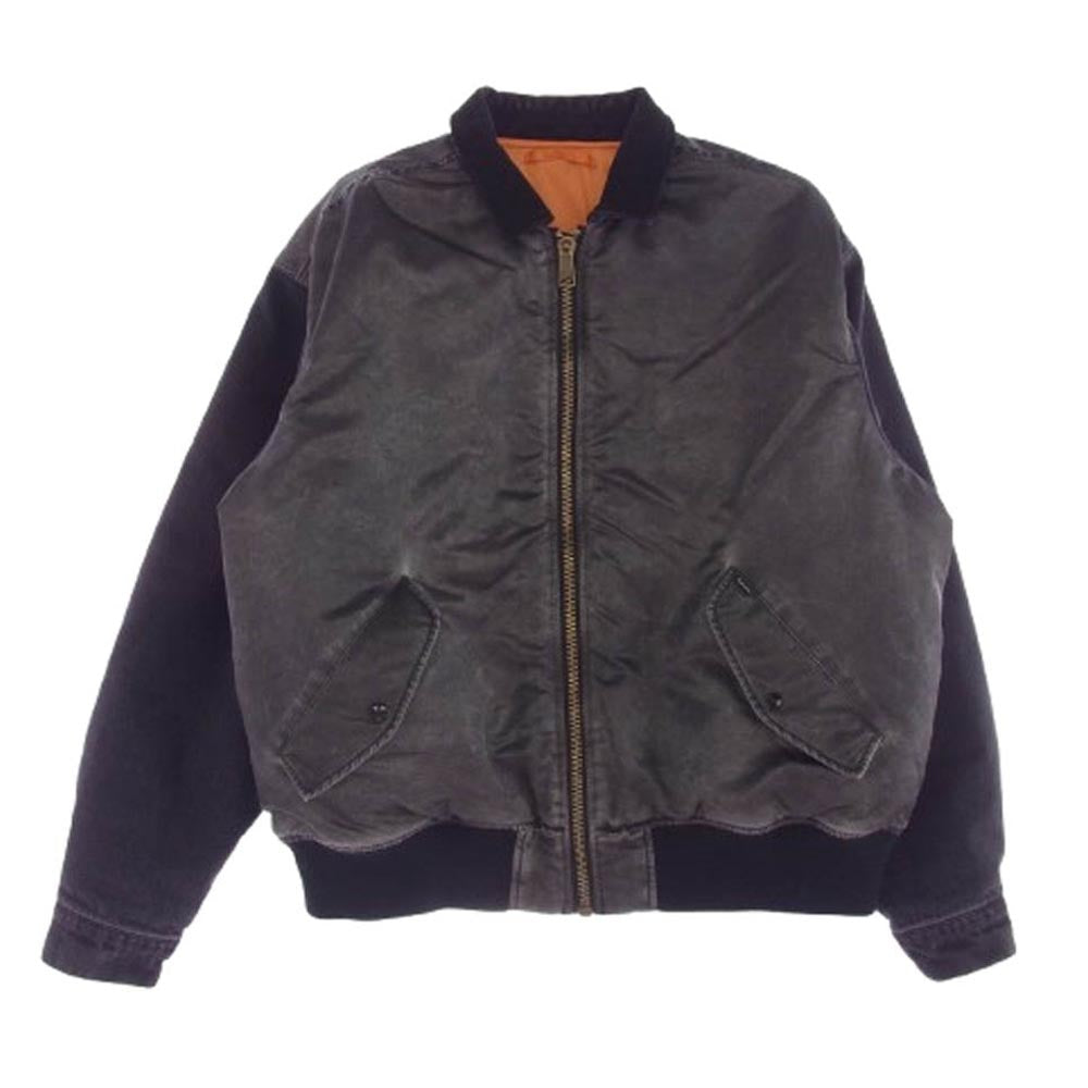 Supreme シュプリーム 23SS DENIM SLEEVE MA-1 デニム スリーブ ジャケット ブラック系 オレンジ系 L【中古】